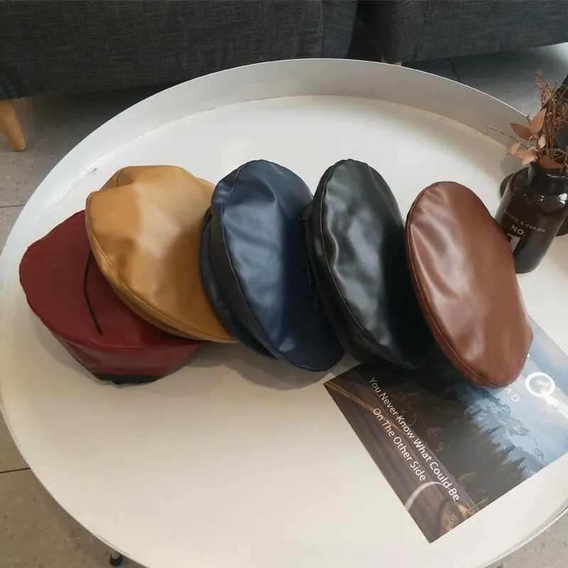 Ladies Year Round Colored Leather Beret Hat