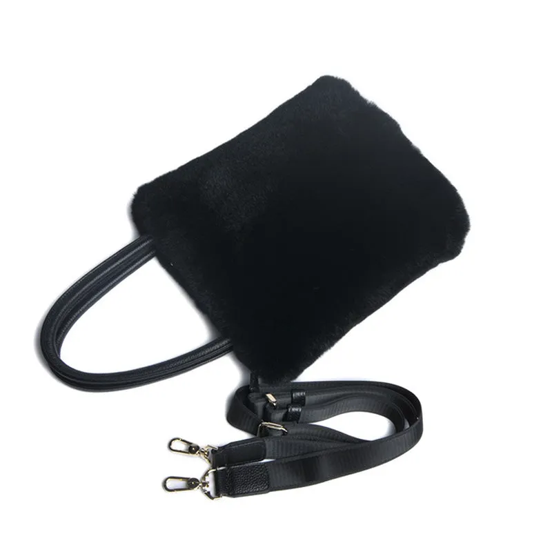 Lady Fashion Natural Fur Bags Top Quality Rex Rabbit Handbags Big Tote Women Luxury Shoulder Bag 8920