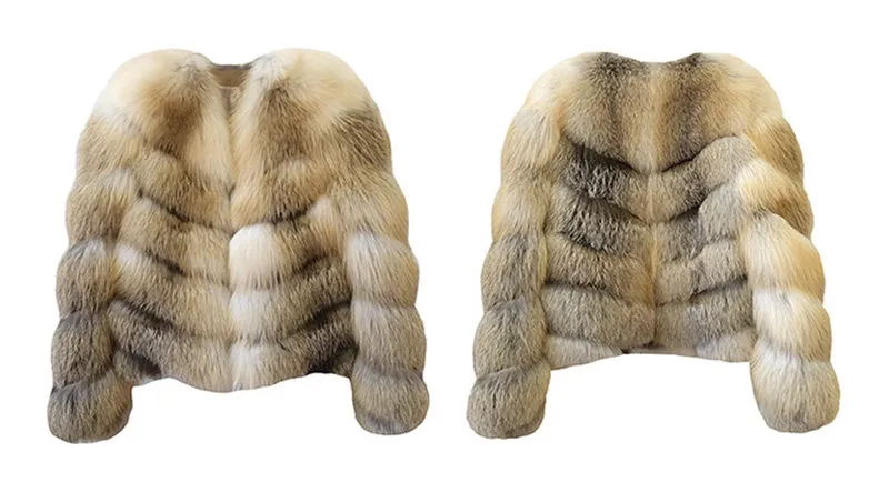 Lady Luxury Fox Fur Coat 2022 New Long Sleeve Fluffy Short Style Overcoat Winter Warm 4904