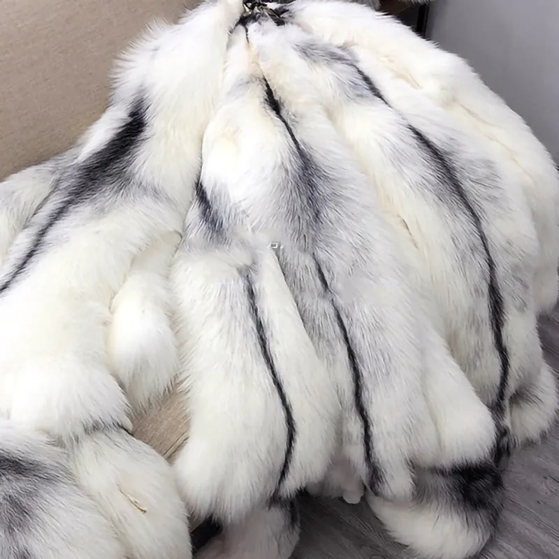 Lady Luxury Fox Fur Coat 2022 New Long Sleeve Fluffy Short Style Overcoat Winter Warm 4904