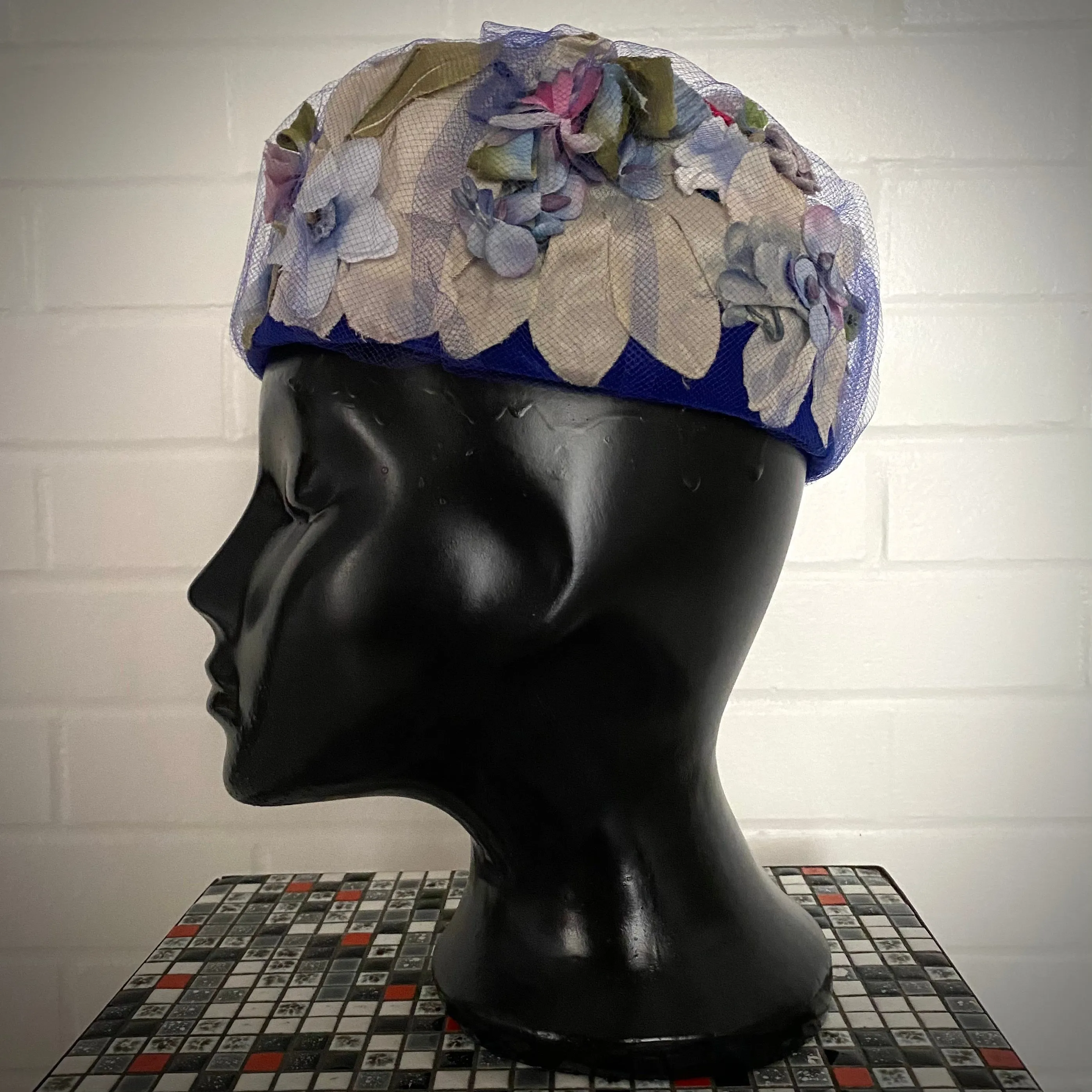Late 50s/ Early 60s Flowered Pillbox Hat