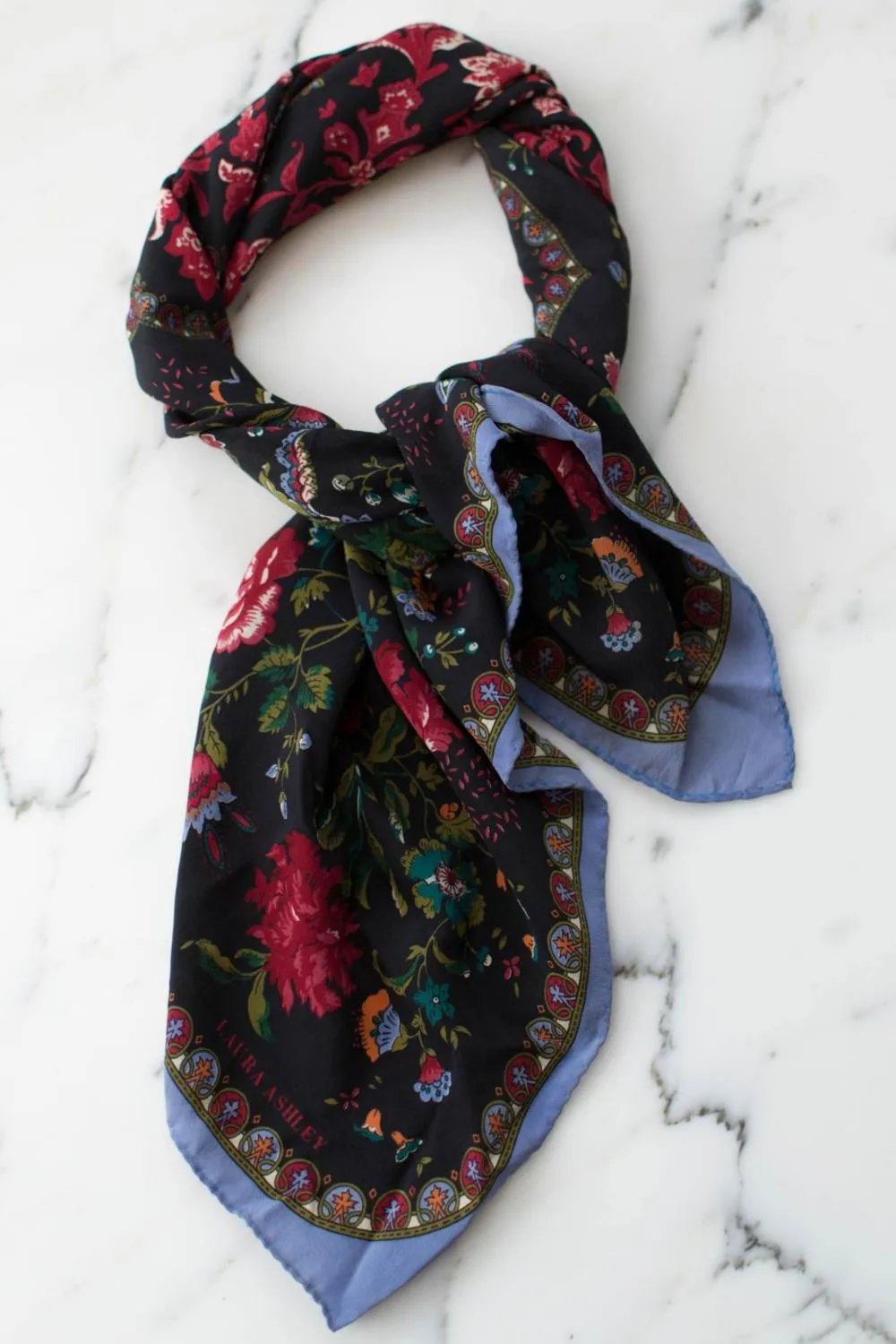 Laura Ashley Colorful Floral Silk Scarf