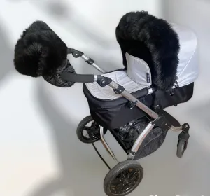 Luxury Extra Fluffy Pram Fur Trim/ Handmuff - Black
