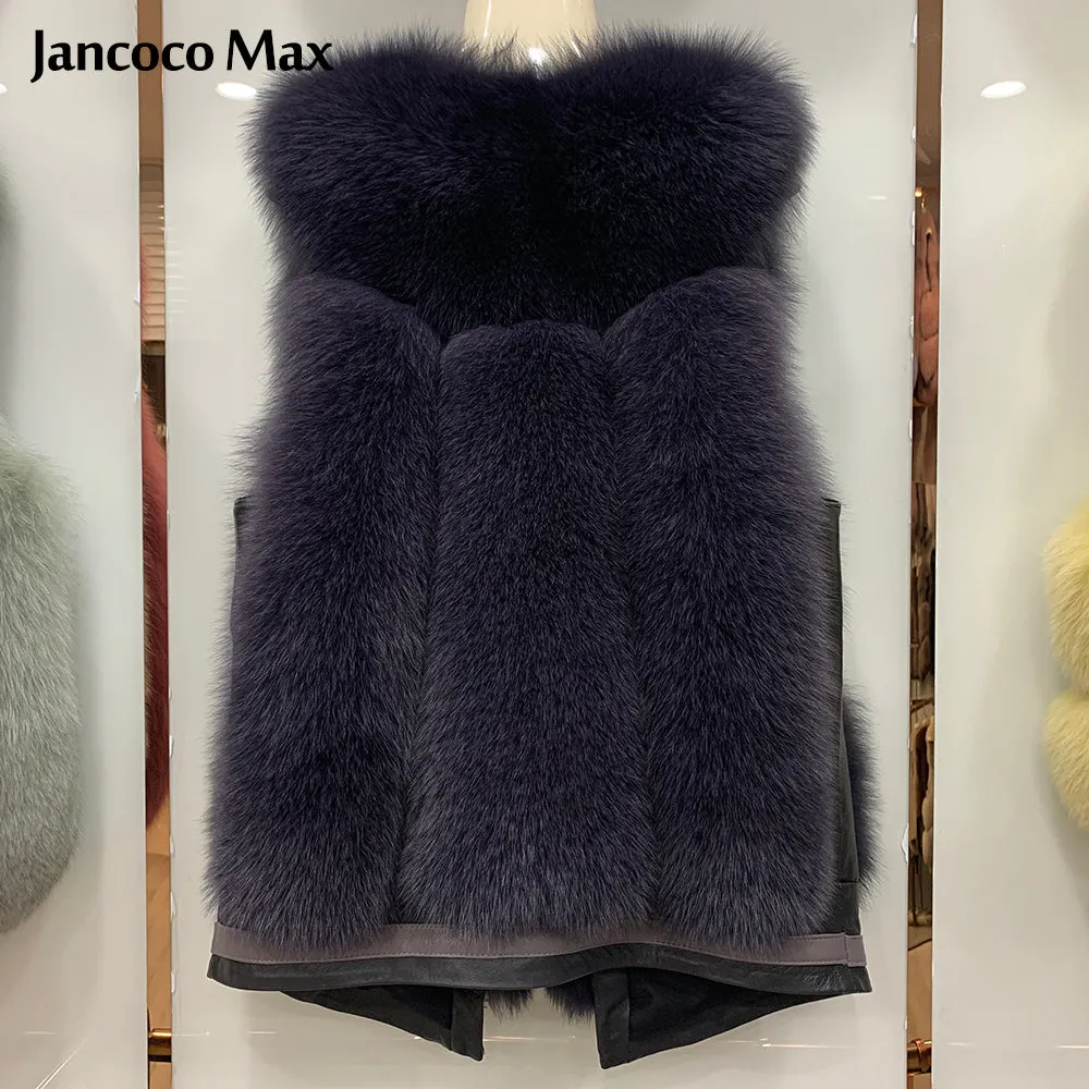 Luxury Winter Warm Fluffy Vest Women Fashion Real Fox Fur Gilets Waistcoat