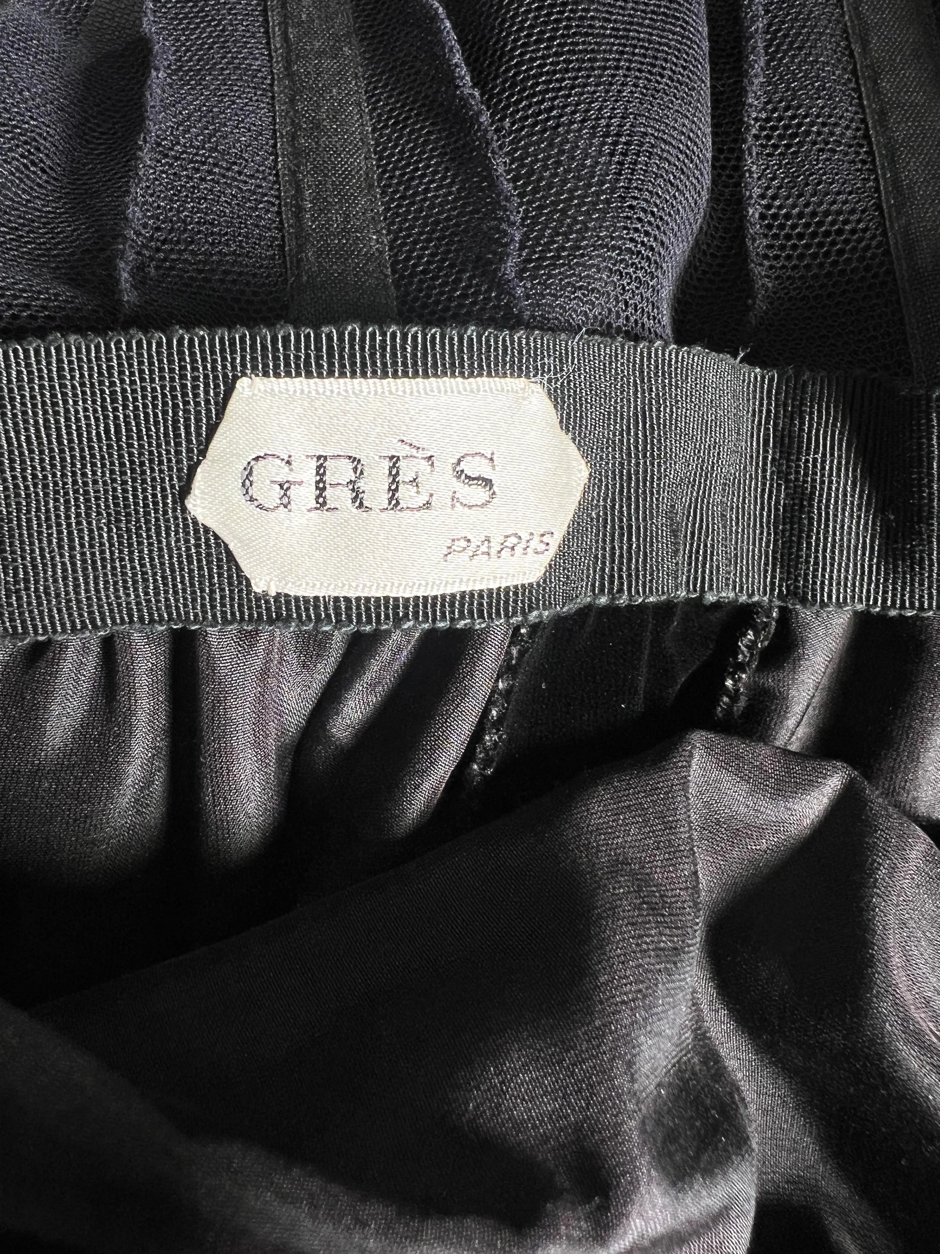 Madame Grès Haute Couture 1960's Black Velvet & Crepe Silk Sheath Gown