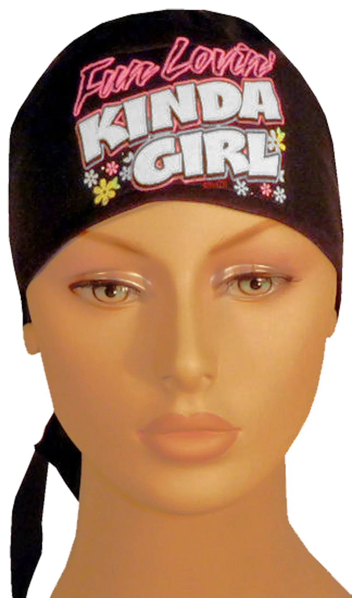 MADE in the USA Doo Rag with SWEAT BAND Fun Lovin Kinda Girl Head Wrap Skull Cap Cotton Chemo Do Hat