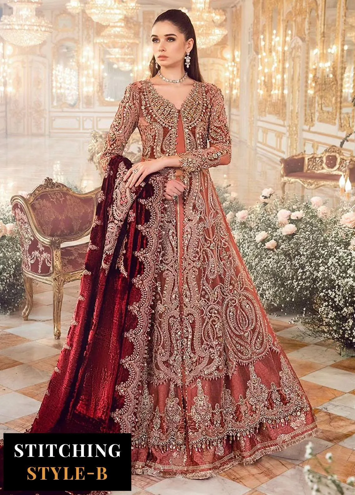 Maria B Mbroidered Collection '23 | Orange BD-2701