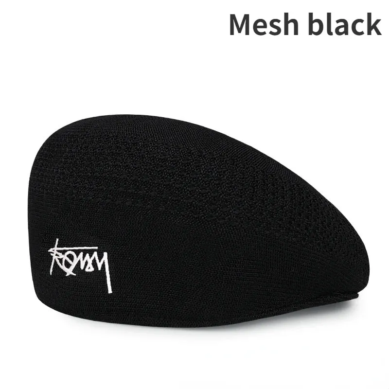Men Big Size Beret Hat Women Summer Hand Knitted Thin Breathable Mesh Beret Cap Autumn Winter Wool Berets Beanie Hat Navy Caps