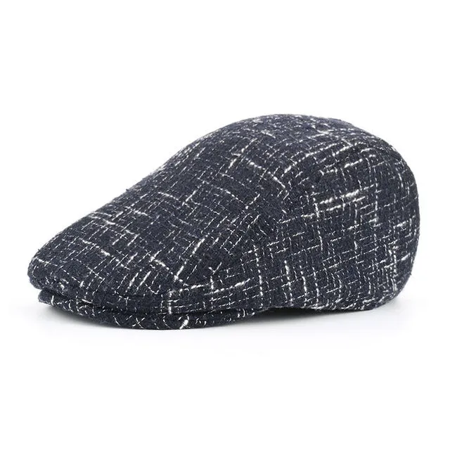 Men's Cotton Winter Beret Hat - Black,Navy,Grey