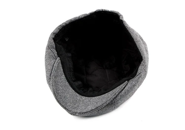 Men's Fashion Winter Beret Hat - Black,Dark Gray,Blue Plaid,Light Gray