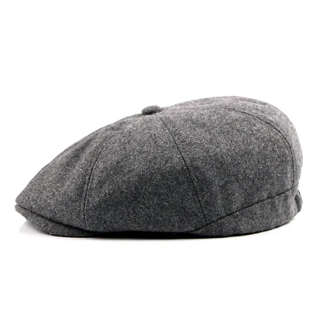 Men's Fashion Winter Beret Hat - Black,Dark Gray,Blue Plaid,Light Gray
