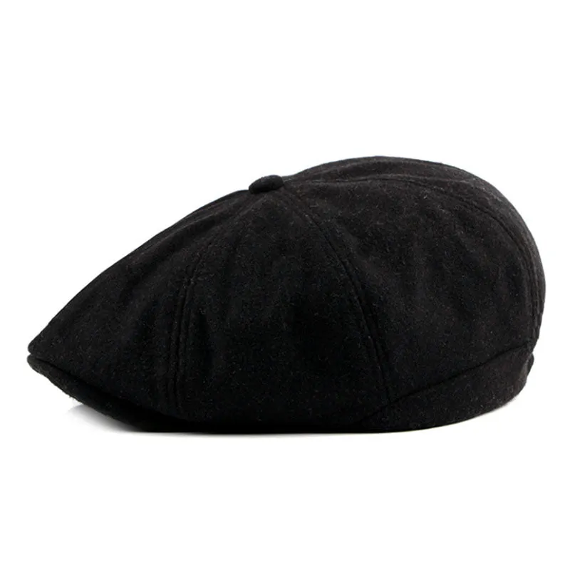 Men's Fashion Winter Beret Hat - Black,Dark Gray,Blue Plaid,Light Gray