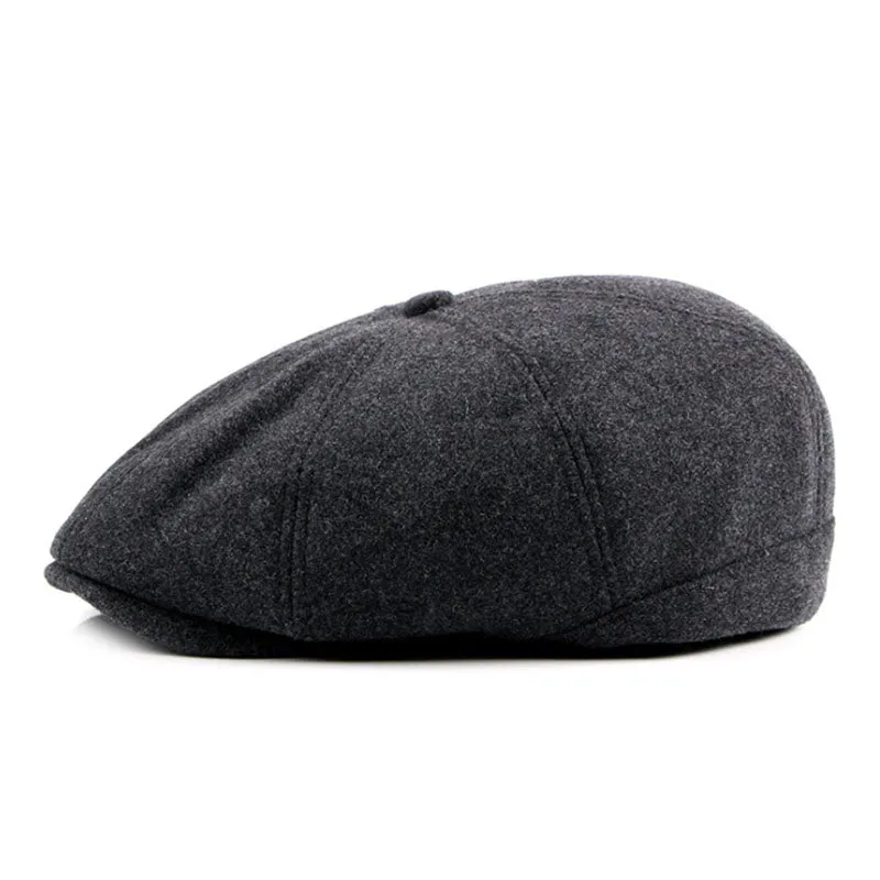 Men's Fashion Winter Beret Hat - Black,Dark Gray,Blue Plaid,Light Gray