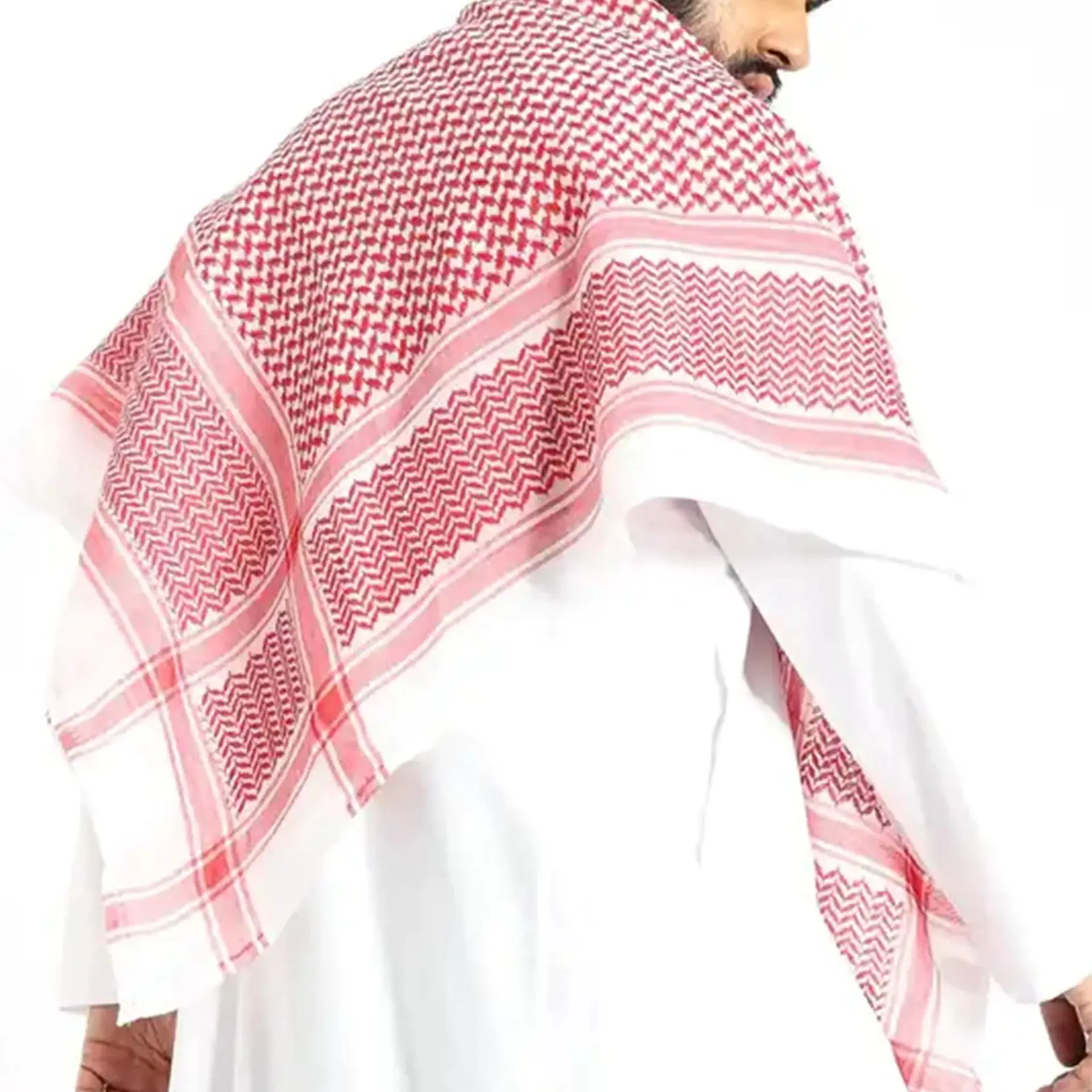 Men's Muslim Headscarf Set with Wave Stripe Design