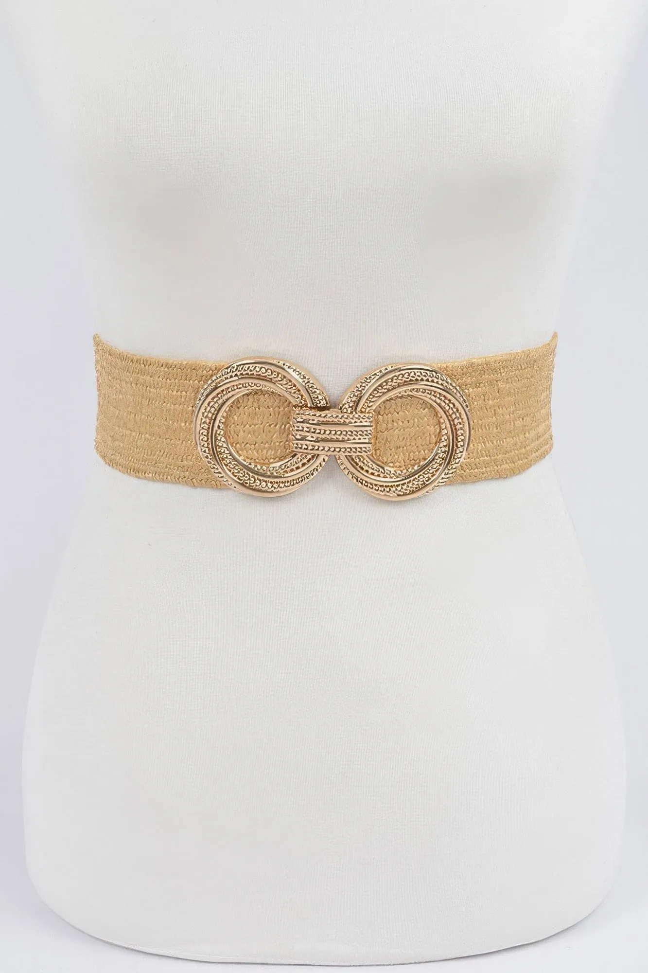Metal Oo Buckle Plus Size Stretch Straw Belt