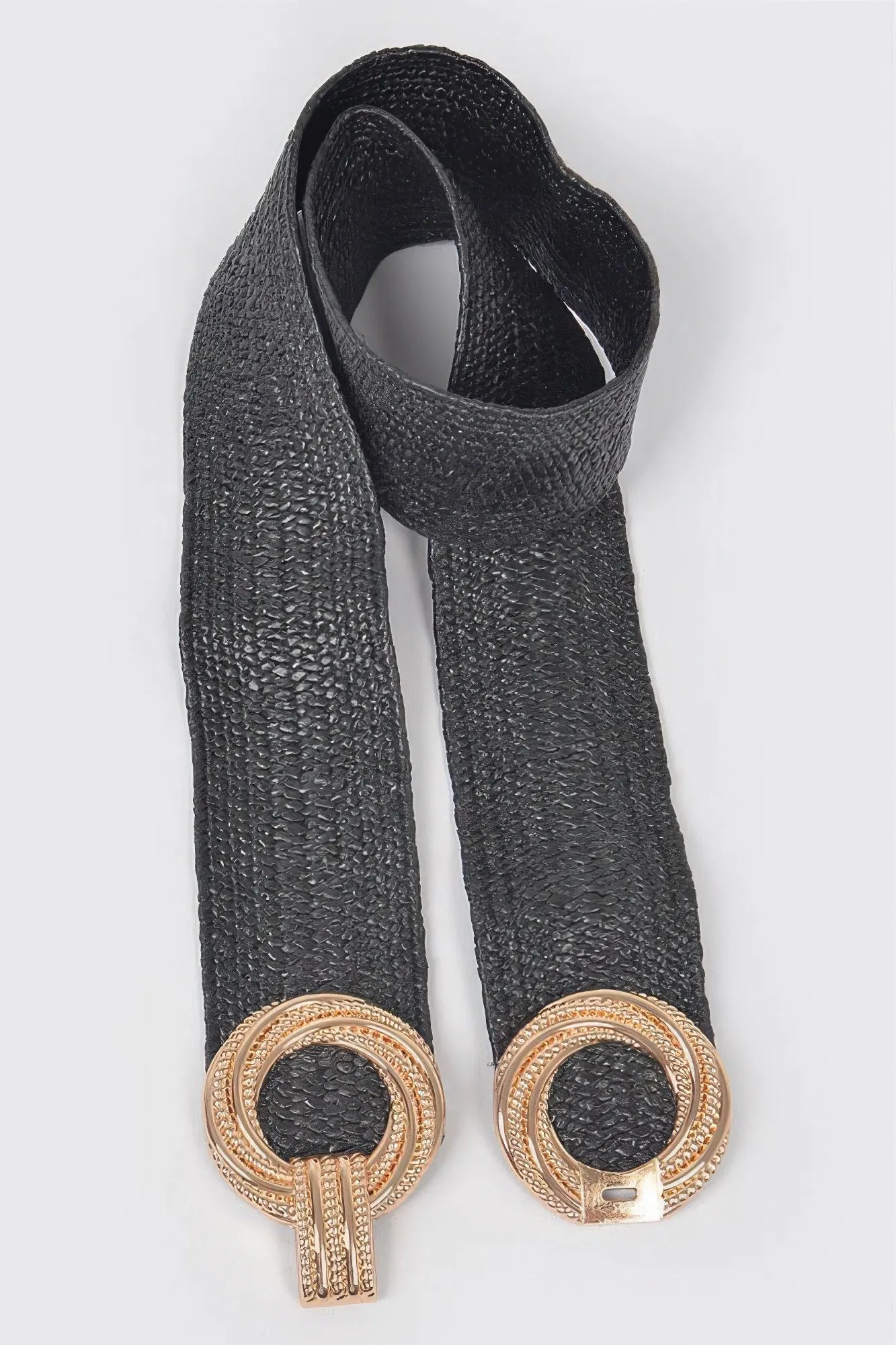 Metal Oo Buckle Plus Size Stretch Straw Belt