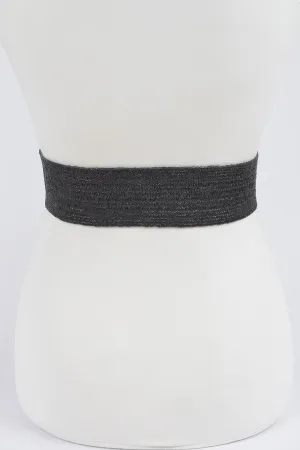 Metal Oo Buckle Plus Size Stretch Straw Belt