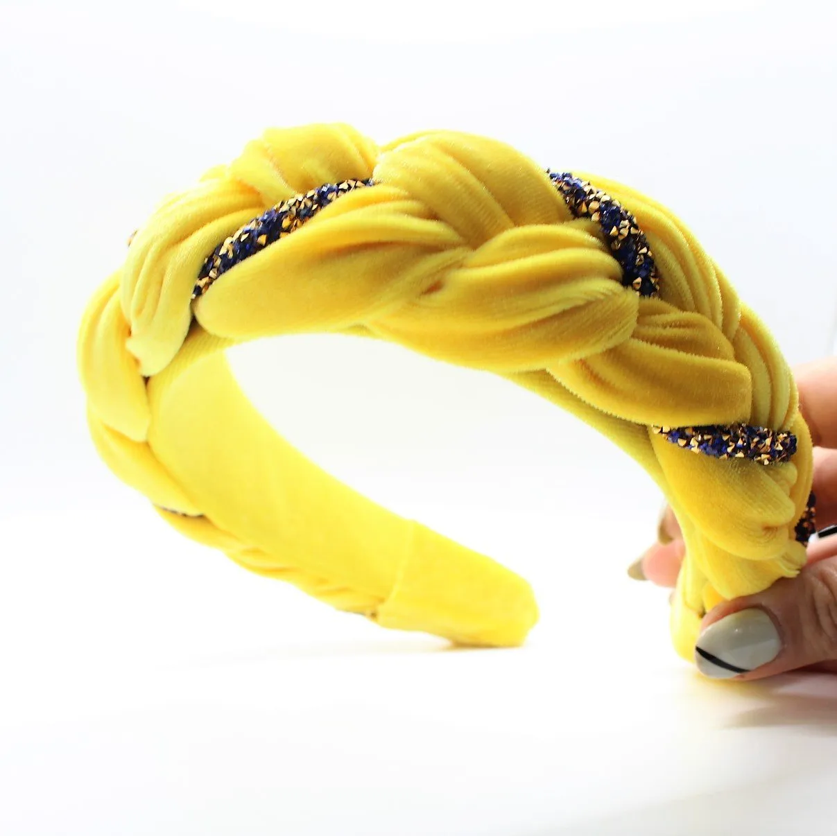 Pineapple yellow Velvet and Rhinestones Headband