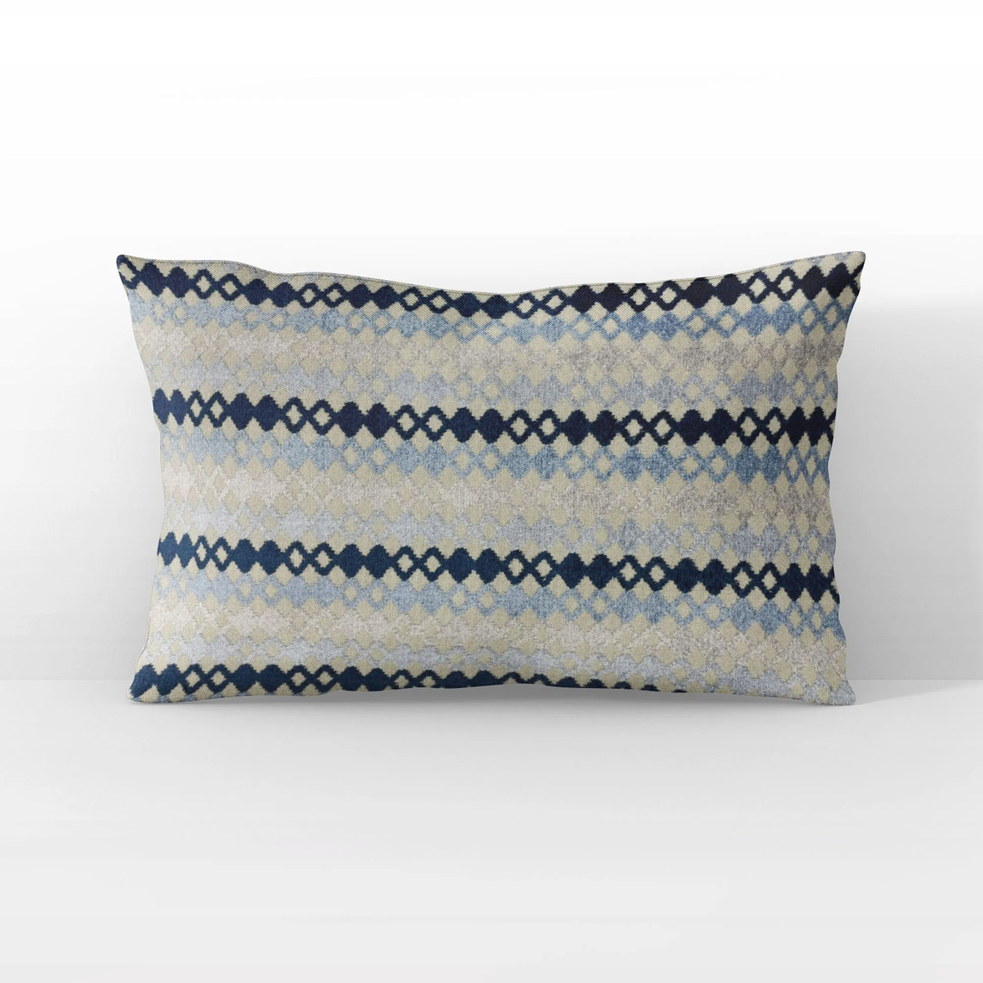 Plutus Grand Manor Stripe Blue Navy Gray Velvet Luxury Throw Pillow