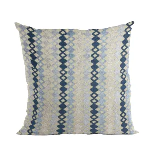 Plutus Grand Manor Stripe Blue Navy Gray Velvet Luxury Throw Pillow