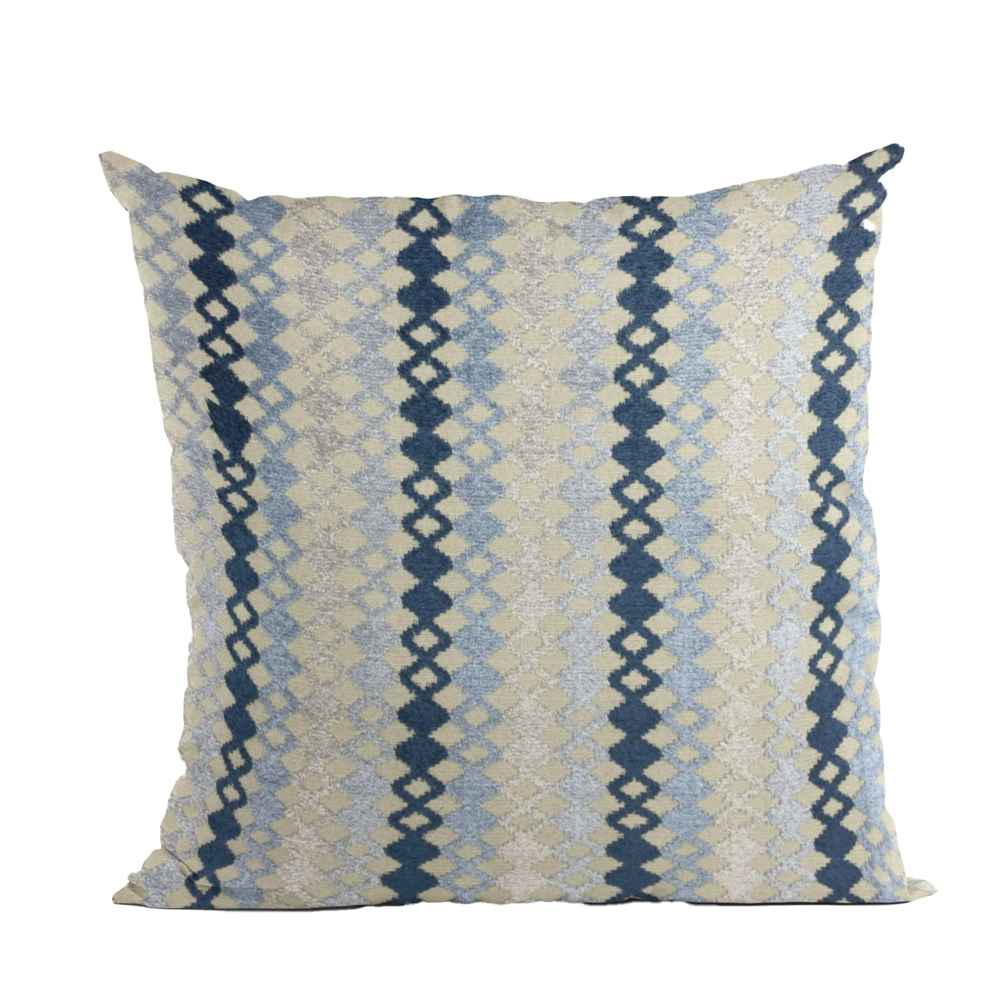 Plutus Grand Manor Stripe Blue Navy Gray Velvet Luxury Throw Pillow