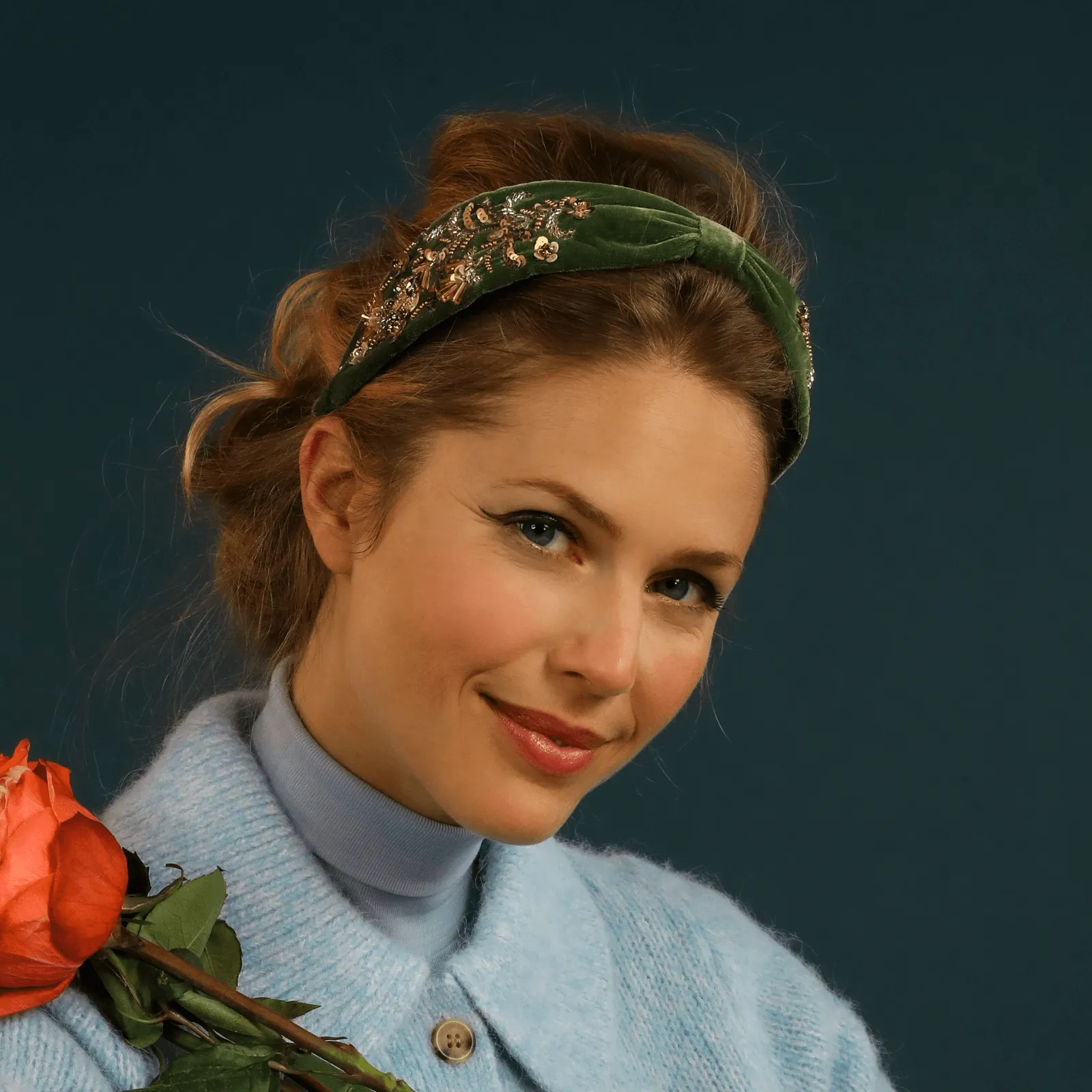 Powder Green & Gold Velvet Headband