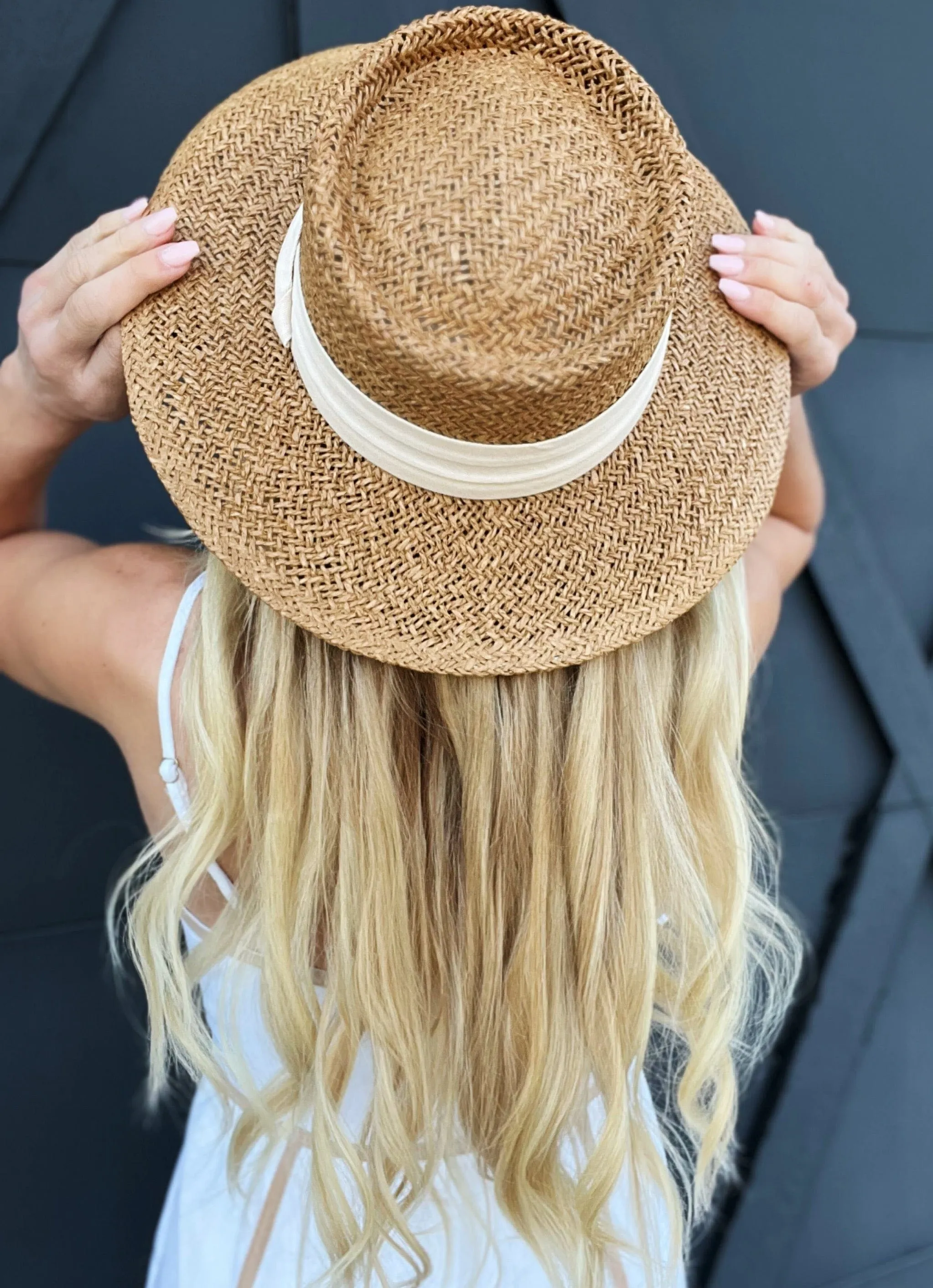 Rattan Panama Hats In Khaki