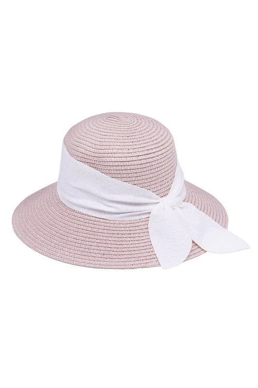RIBBON BOW STRAW SUN HAT