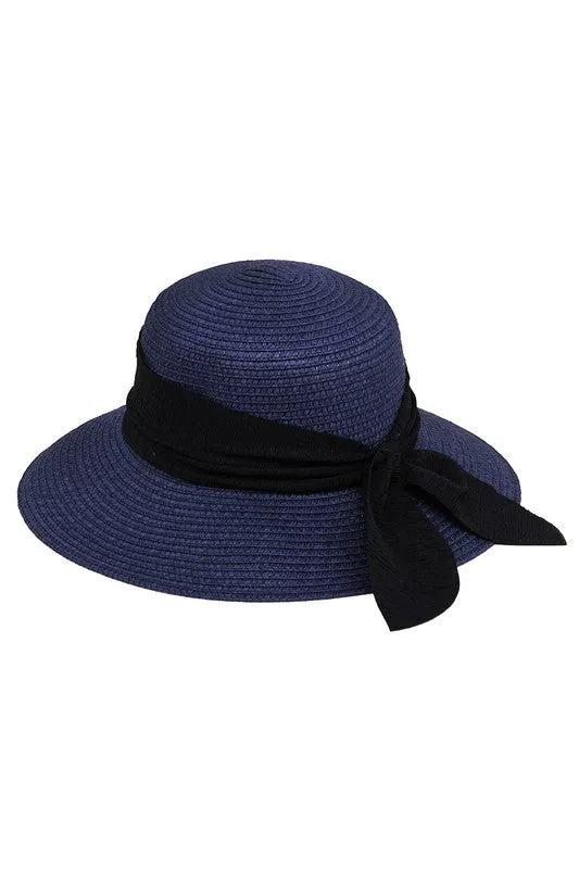 RIBBON BOW STRAW SUN HAT