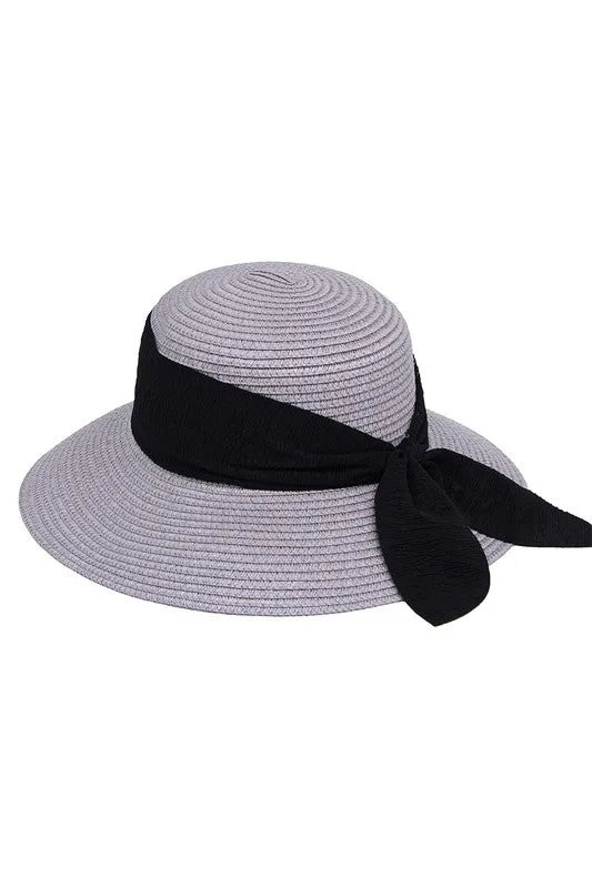 RIBBON BOW STRAW SUN HAT