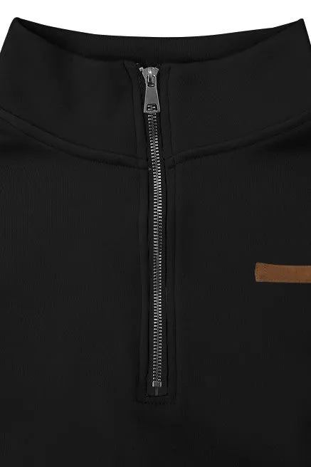 Ryan Velvet Half Zip Pullover - Black
