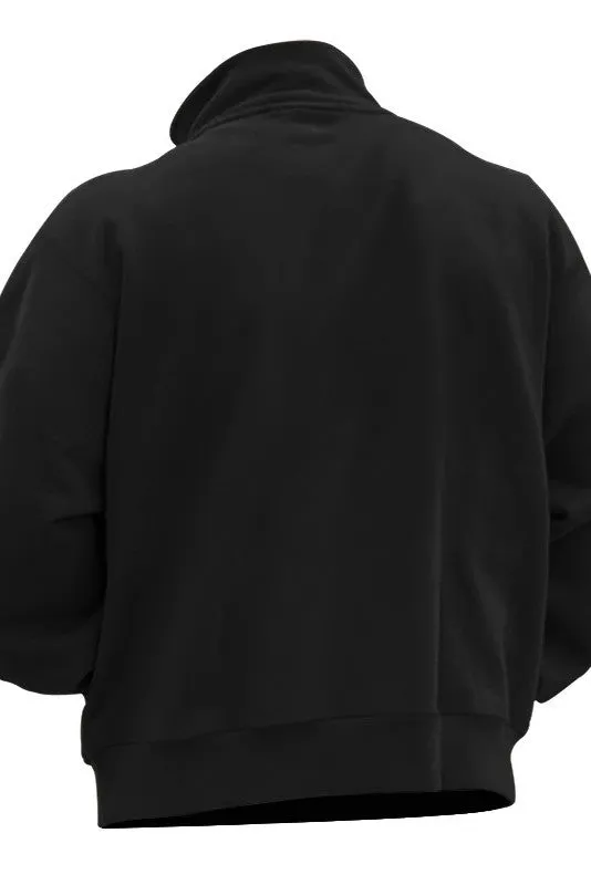 Ryan Velvet Half Zip Pullover - Black