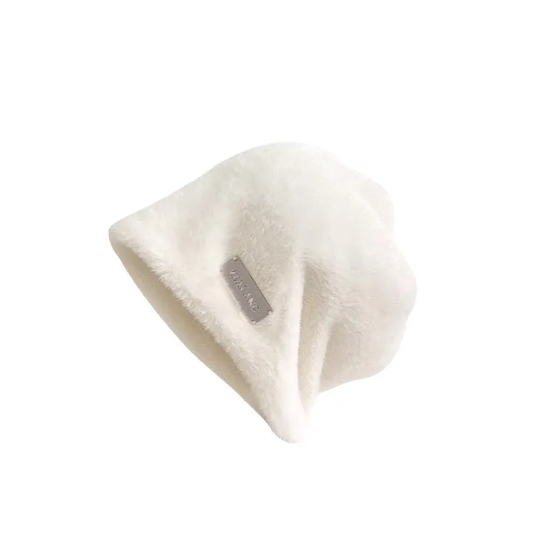 Simple Mink Fur Pile Heap Cap Big Head Circumference Makes Face Look Smaller