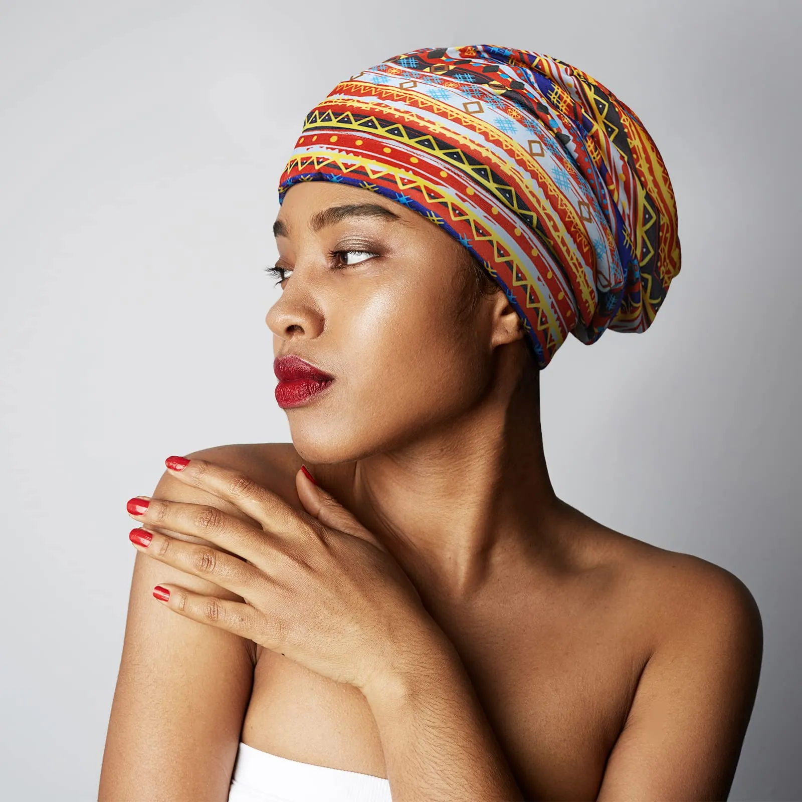 Sintege 6 Pcs Satin Lined Bonnet Sleep Cap for Women Men African Silk Soft Beanie Hair Sleep Wrap for Natural Curly Braids(Vintage Patterns)
