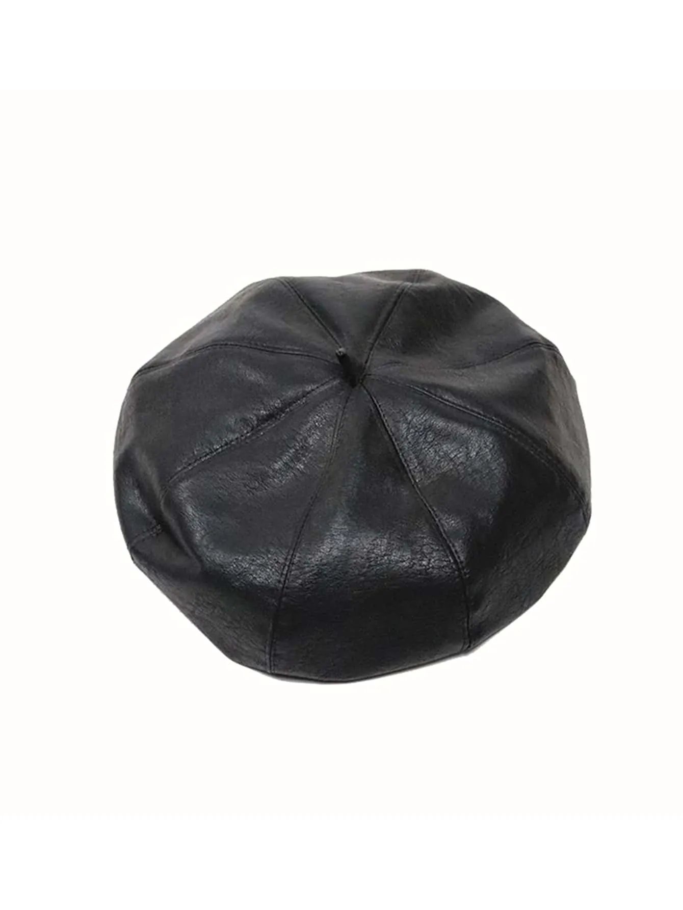 Solid PU Polyurethane Beret  - Black- FD ⚡