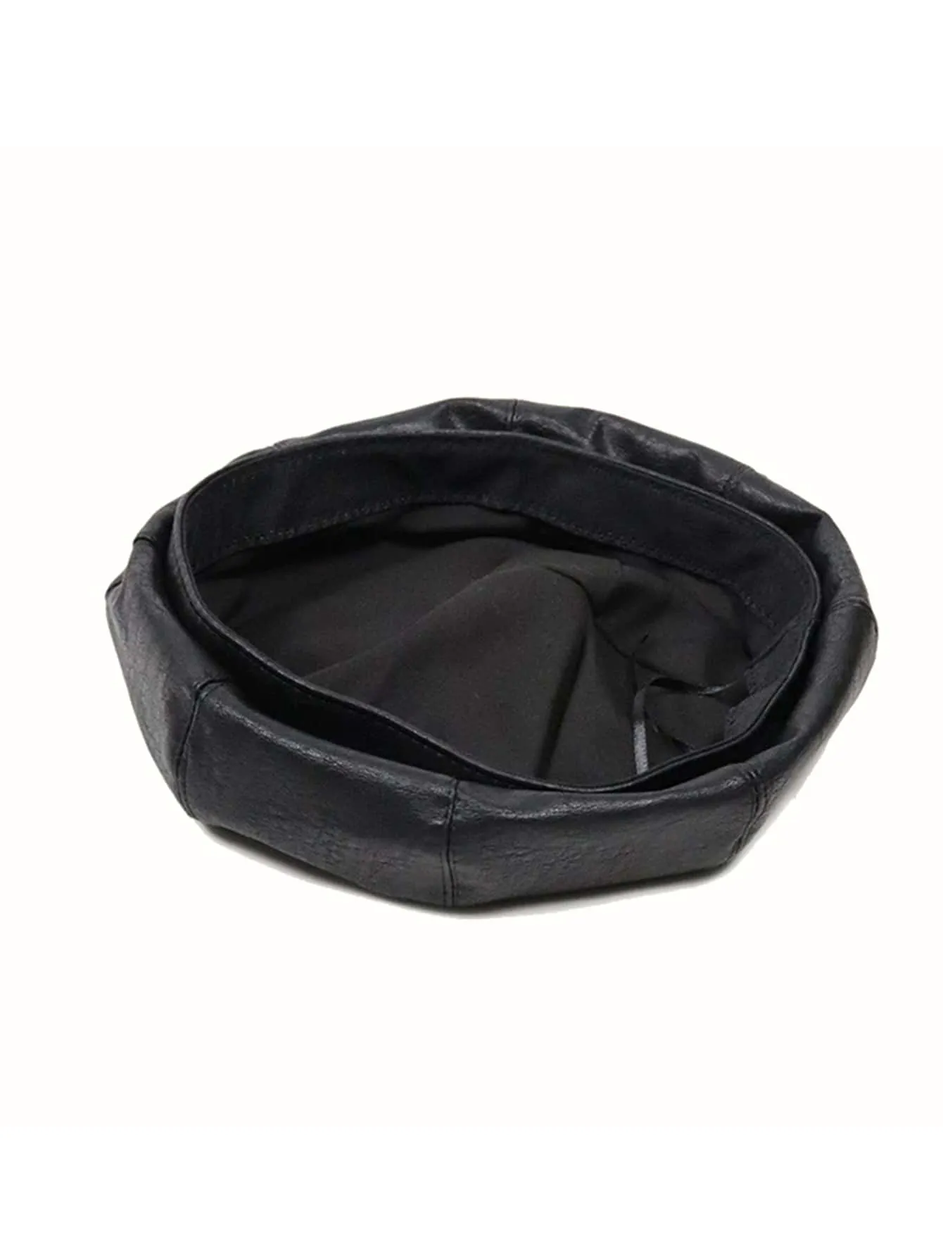 Solid PU Polyurethane Beret  - Black- FD ⚡
