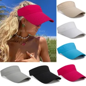 Summer Breathable Air Sun Hats Men Women Adjustable Visor UV Protection Top Empty Solid Sports Tennis Golf Running Sunscreen Cap