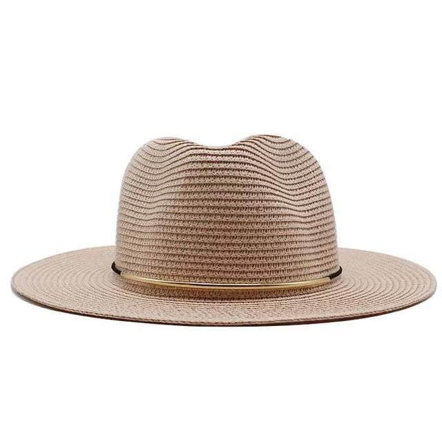 Summer Hat Women Panama Straw Hat Fedora Beach Vacation Wide Brim Visor Casual Summer Sun Hats for men Sombrero 2020