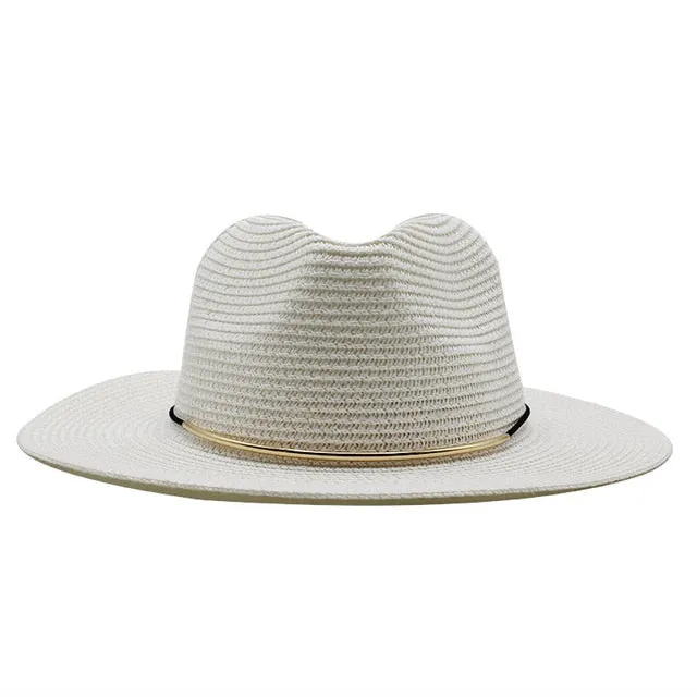 Summer Hat Women Panama Straw Hat Fedora Beach Vacation Wide Brim Visor Casual Summer Sun Hats for men Sombrero 2020