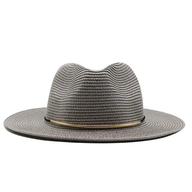 Summer Hat Women Panama Straw Hat Fedora Beach Vacation Wide Brim Visor Casual Summer Sun Hats for men Sombrero 2020