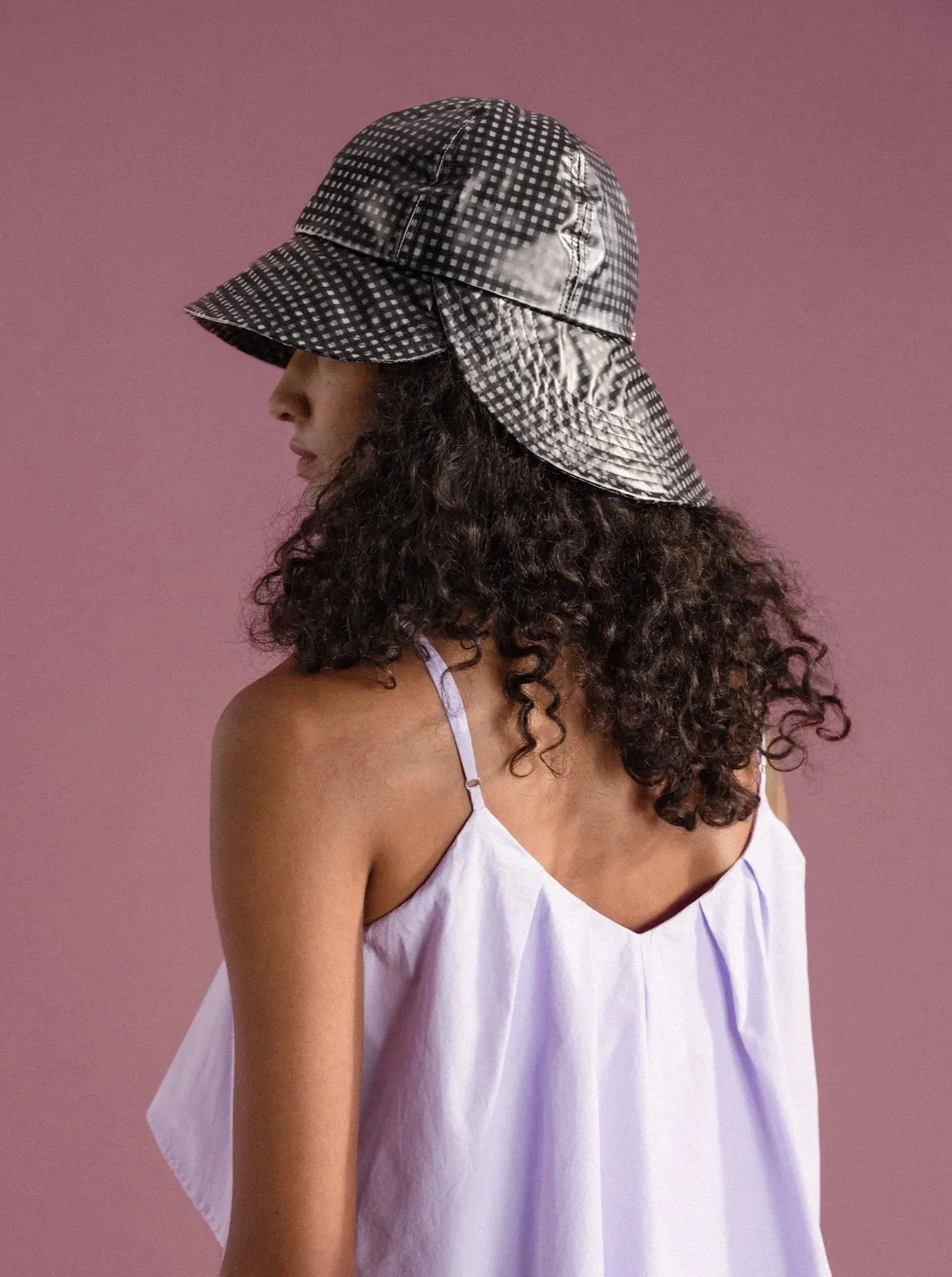Tulip Bucket Hat - Black Gingham