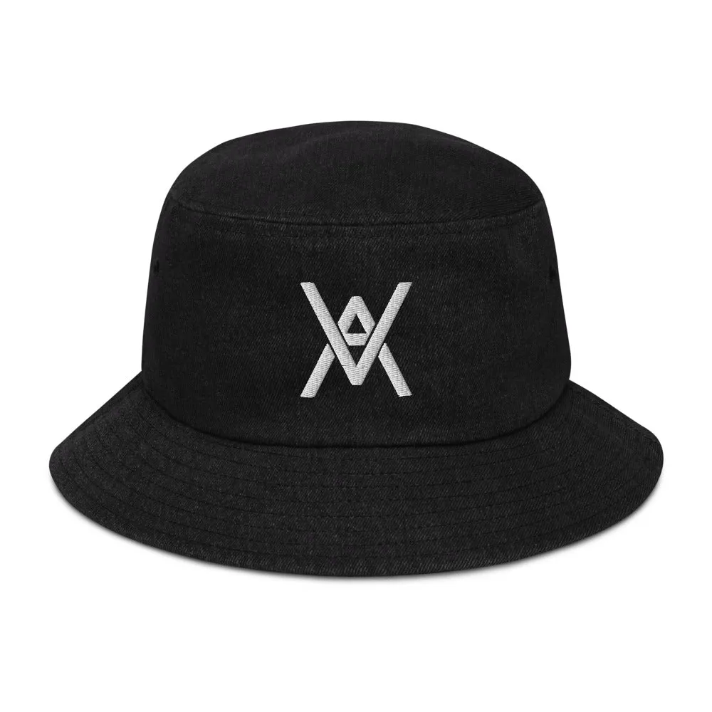 VA Embroidered Monogram Denim bucket hat