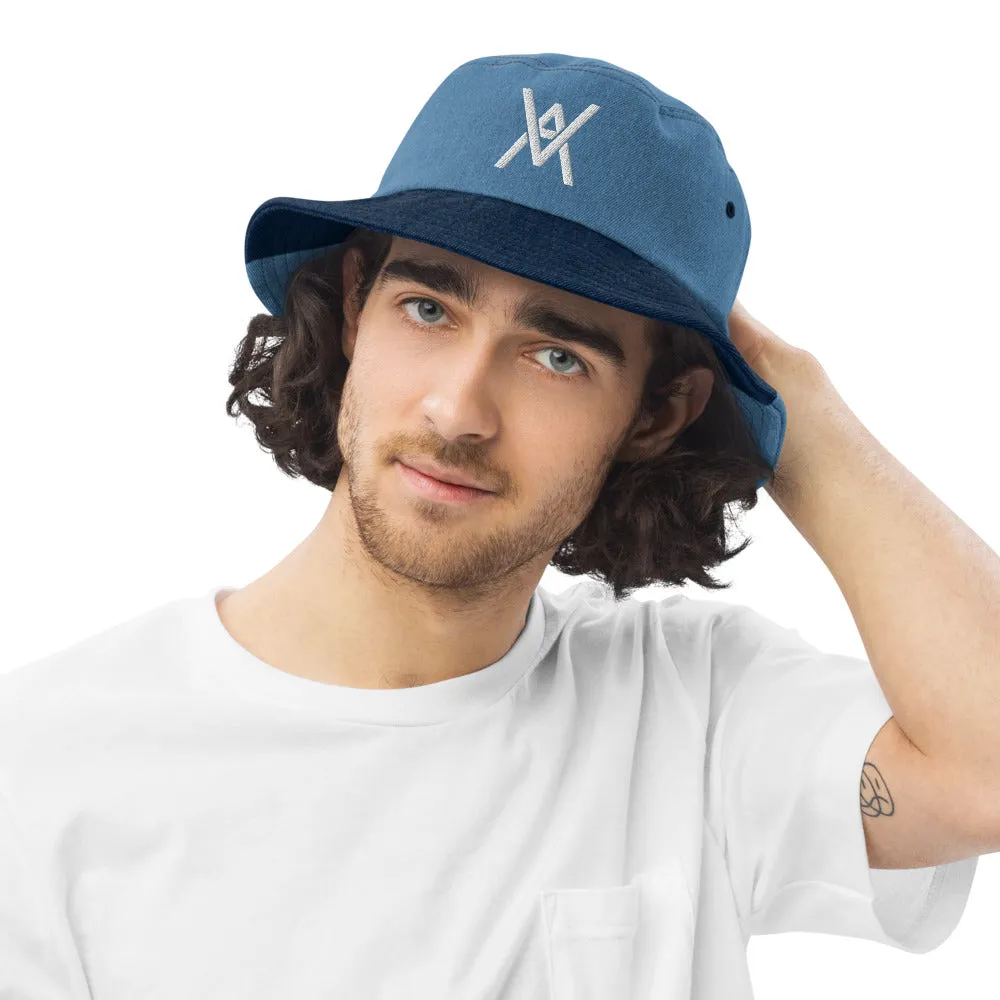 VA Embroidered Monogram Denim bucket hat