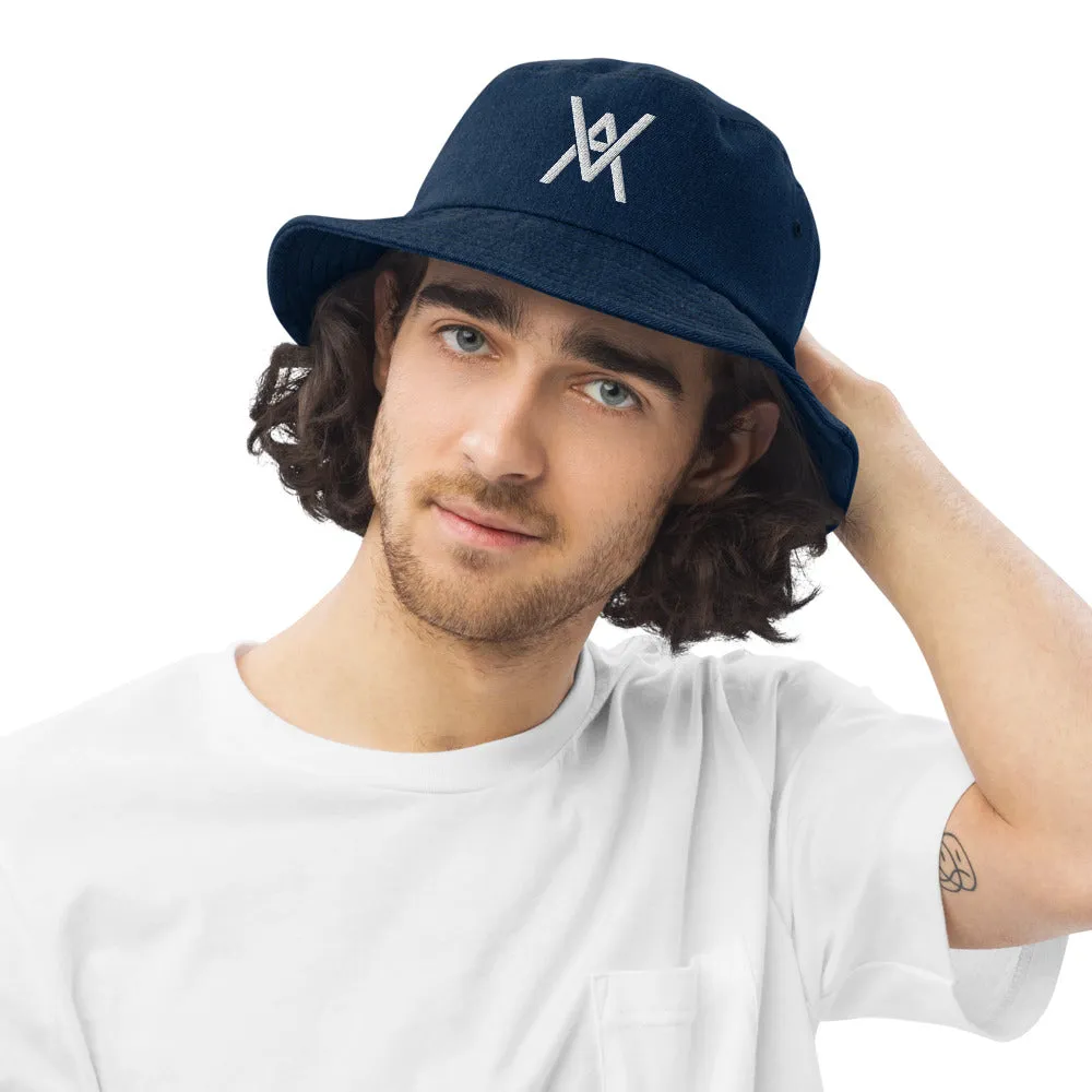 VA Embroidered Monogram Denim bucket hat