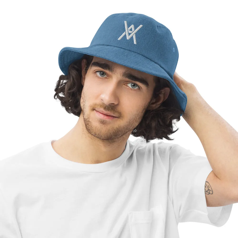 VA Embroidered Monogram Denim bucket hat