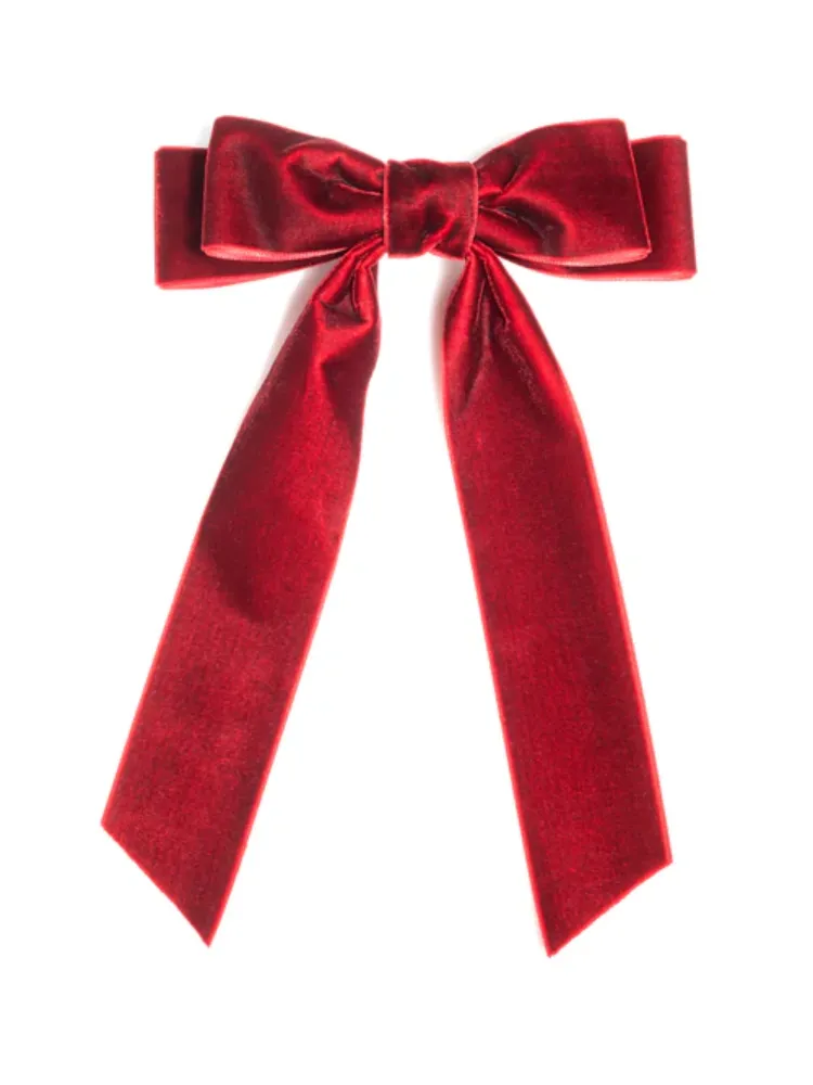 Velvet Bow Clip - Wine