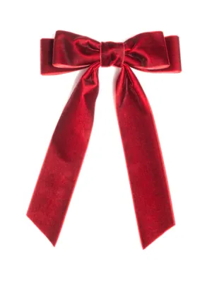 Velvet Bow Clip - Wine