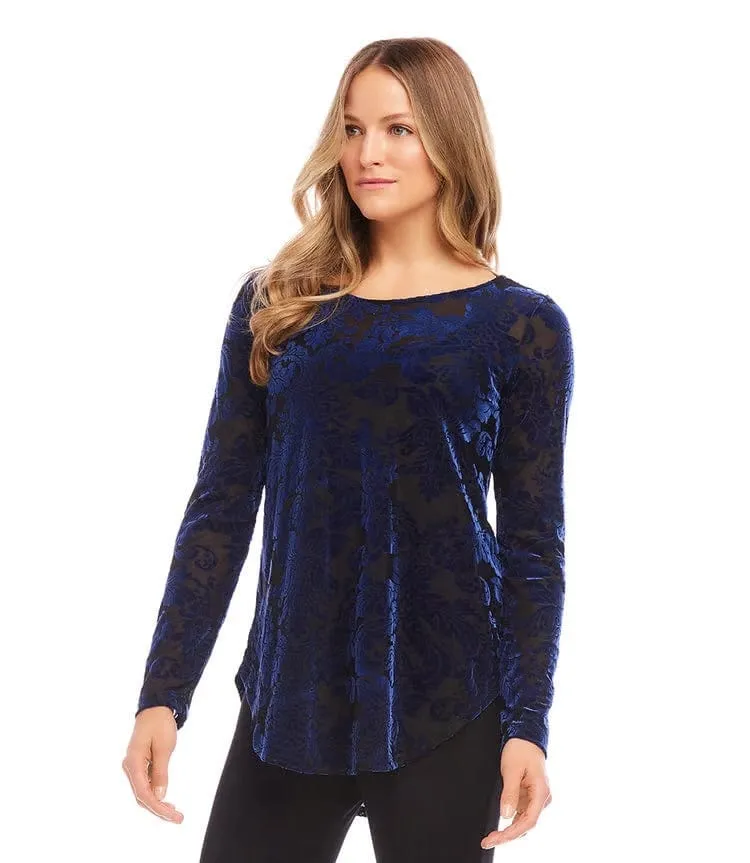 Velvet Burnout Blue Top