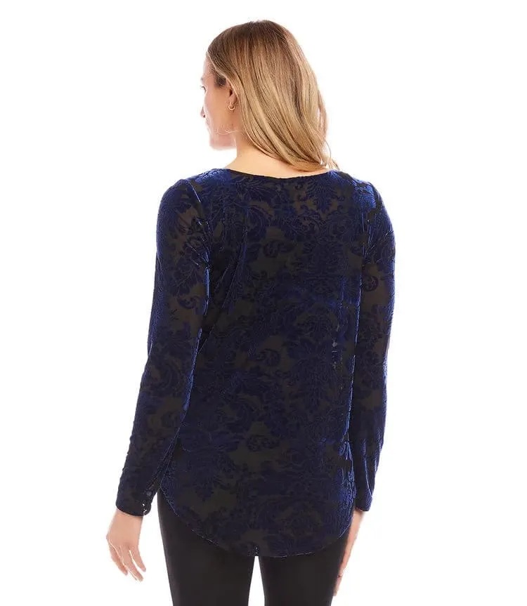 Velvet Burnout Blue Top