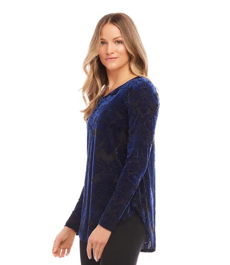 Velvet Burnout Blue Top